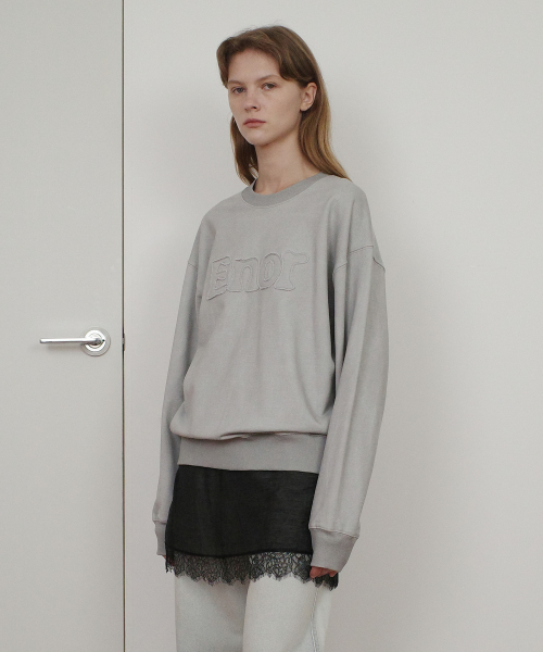 ENOR PATCH LOGO PIGMENT SWEATSHIRT - GREY
