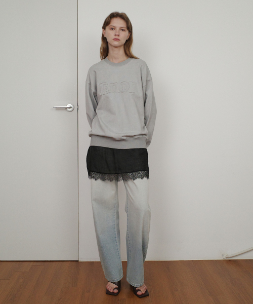 ENOR PATCH LOGO PIGMENT SWEATSHIRT - GREY