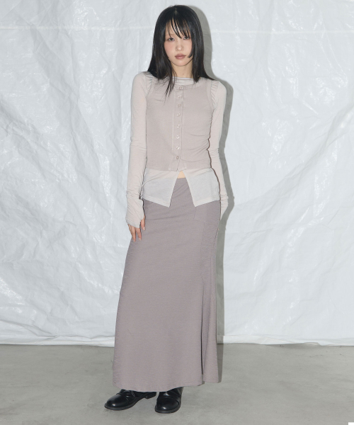 3-WAY BUTTON LAYERED LONG SLEEVE (PINK BEIGE)_F25QB079