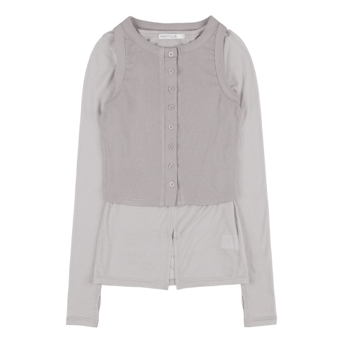 3-WAY BUTTON LAYERED LONG SLEEVE (PINK BEIGE)_F25QB079