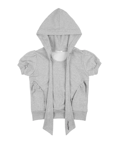 PUFF ROUND SCARF HOODIE (MELANGE GRAY)_F25QB081