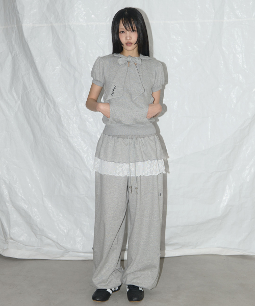 PUFF ROUND SCARF HOODIE (MELANGE GRAY)_F25QB081