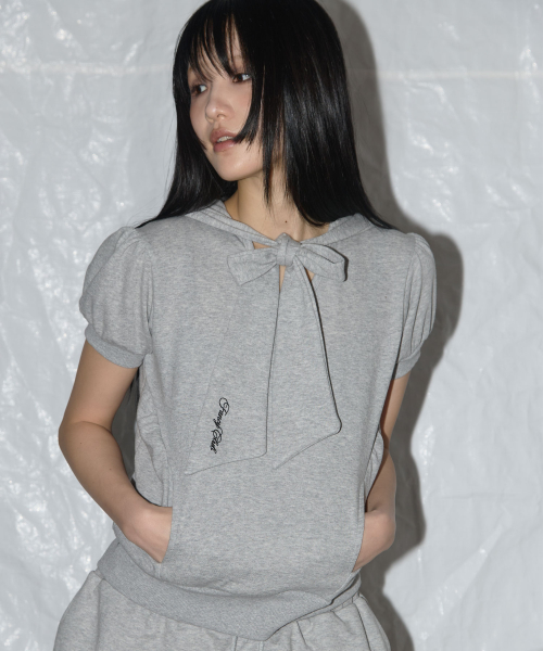 PUFF ROUND SCARF HOODIE (MELANGE GRAY)_F25QB081