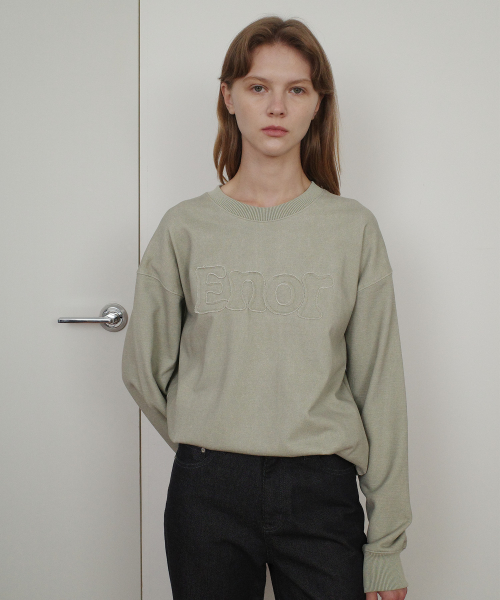 ENOR PATCH LOGO PIGMENT SWEATSHIRT - GREEN