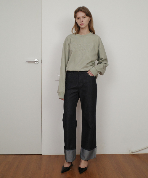 ENOR PATCH LOGO PIGMENT SWEATSHIRT - GREEN