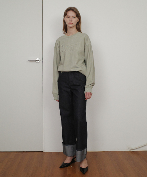 ENOR PATCH LOGO PIGMENT SWEATSHIRT - GREEN
