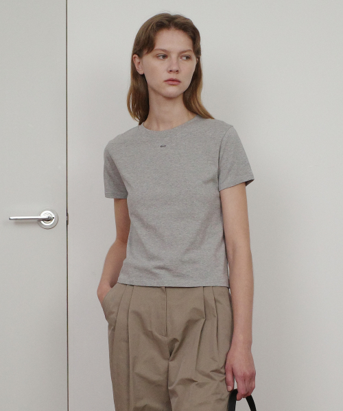 BASIC ENOR CROP T-SHIRT - GREY