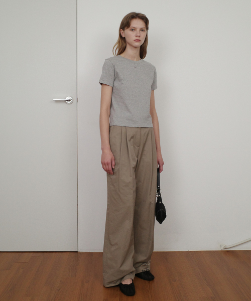 BASIC ENOR CROP T-SHIRT - GREY