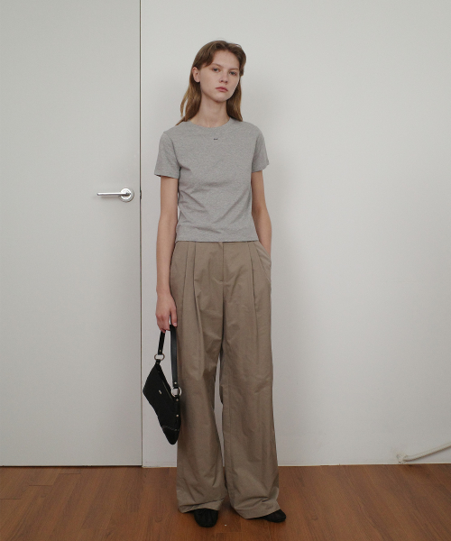 BASIC ENOR CROP T-SHIRT - GREY