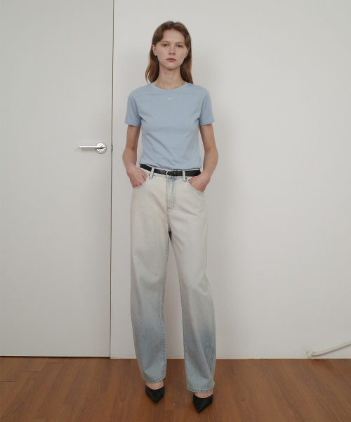 BASIC ENOR CROP T-SHIRT - BLUE