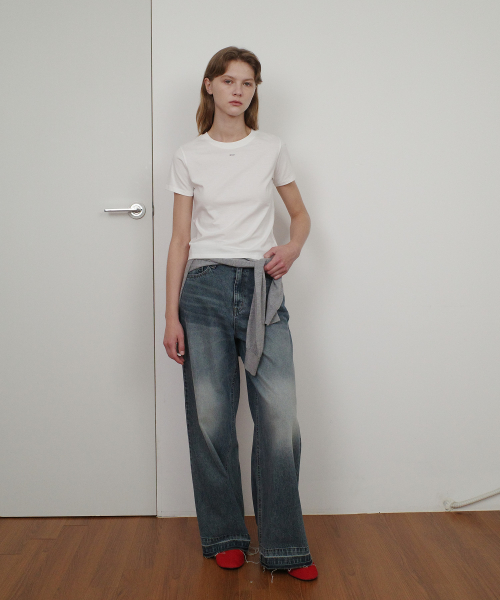 BASIC ENOR CROP T-SHIRT - WHITE