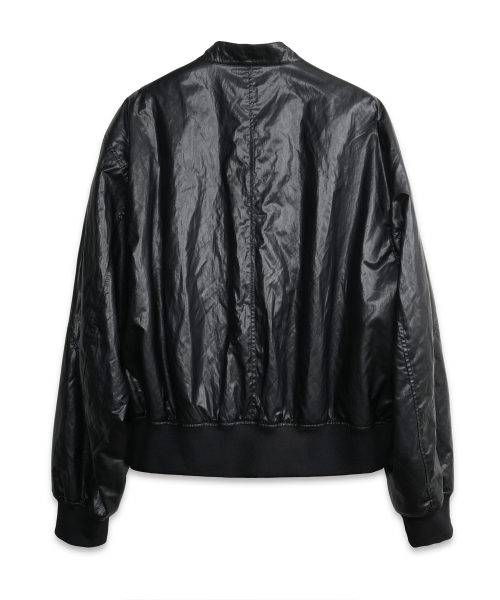 Paneled Sporty Leather Jacket BLACK