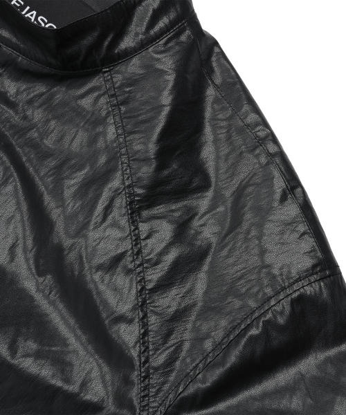 Paneled Sporty Leather Jacket BLACK