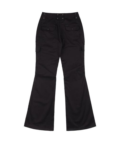 CARGO PINTUCK BOOTCUT PANTS (BLACK) F25QD887