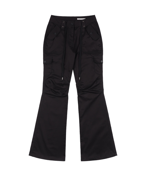 CARGO PINTUCK BOOTCUT PANTS (BLACK) F25QD887