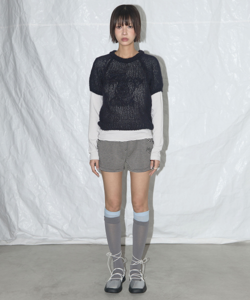 EMBROIDERED NET REGLAN KNIT (NAVY) F25QB090
