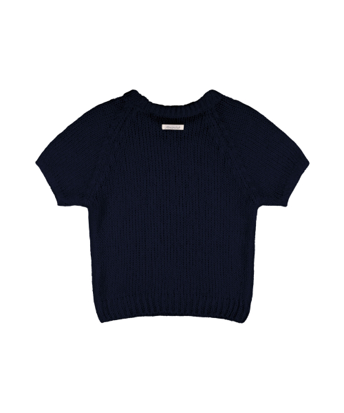 EMBROIDERED NET REGLAN KNIT (NAVY) F25QB090