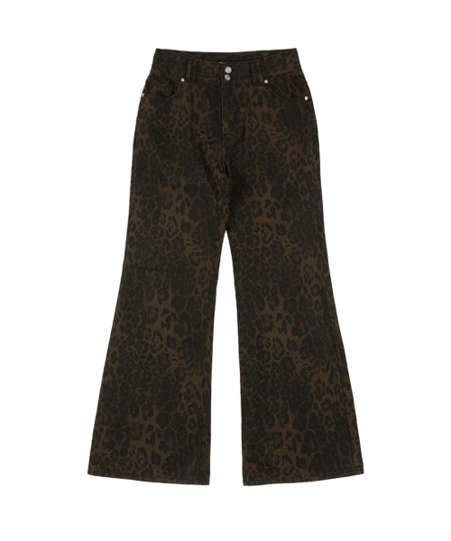 LEOPARD BOOTS CUT PANTS (BROWN) F25QD892