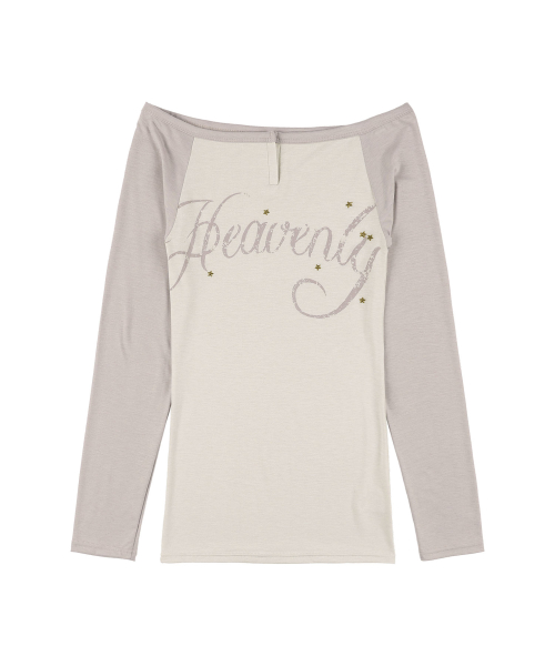 HEAVENLY OFF-SHOULDER LONG SLEEVE (BEIGE) F25QB084