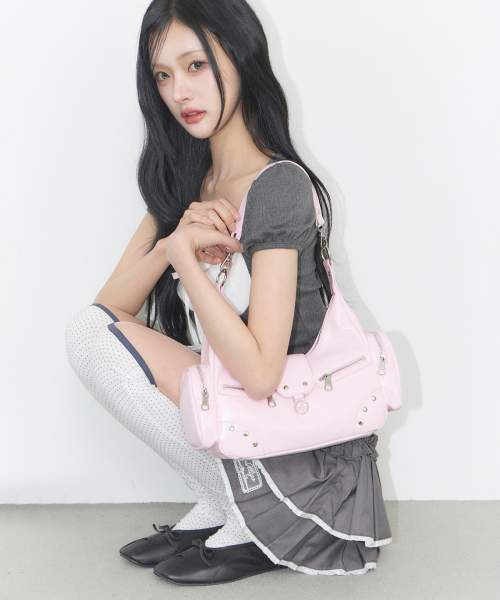 루비 스터드 숄더 백 핑크