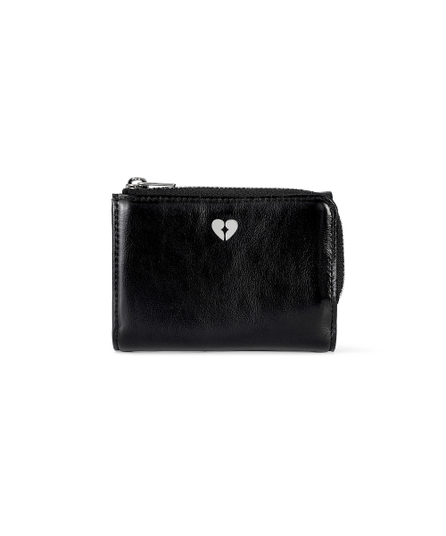 HEARTY ZIPPER WALLET - BLACK