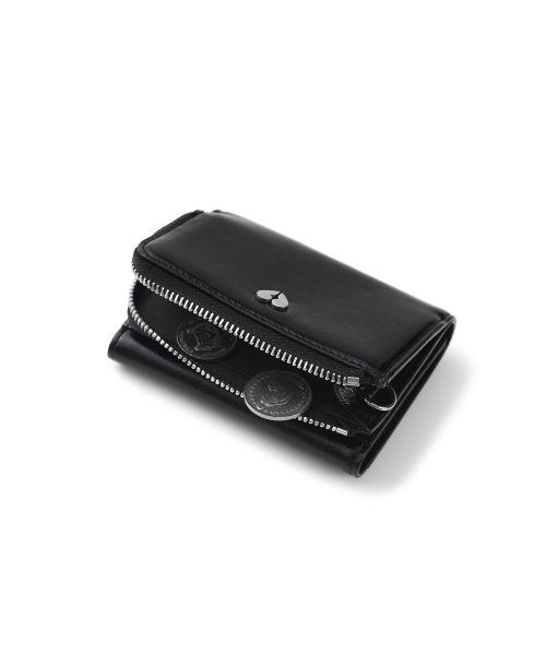HEARTY ZIPPER WALLET - BLACK