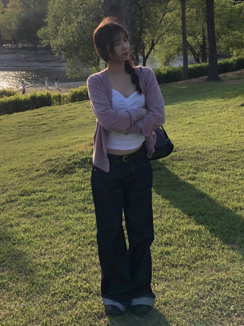 SALENA wool v neck cardigan_POPCORN PINK