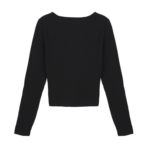 Pleated Embroidered Long Sleeve_Black