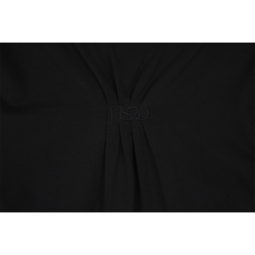 Pleated Embroidered Long Sleeve_Black