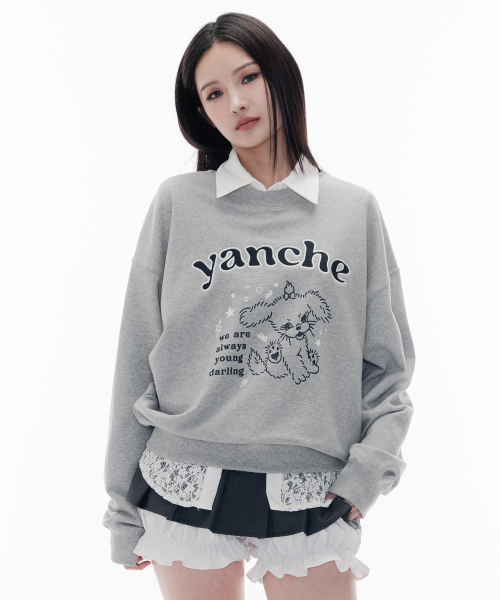 YANCHE DARLING 맨투맨_멜란지그레이