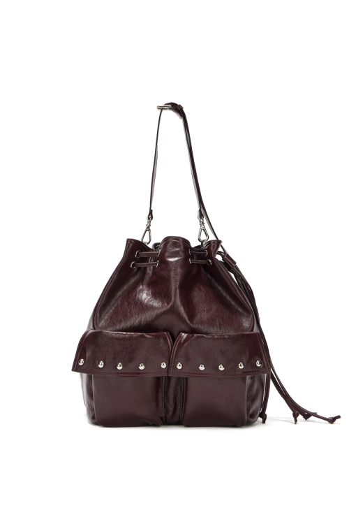 DEINET 5-WAY STUD POCKET MULTI BAG IN BURGUNDY