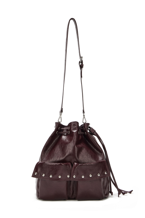 DEINET 5-WAY STUD POCKET MULTI BAG IN BURGUNDY