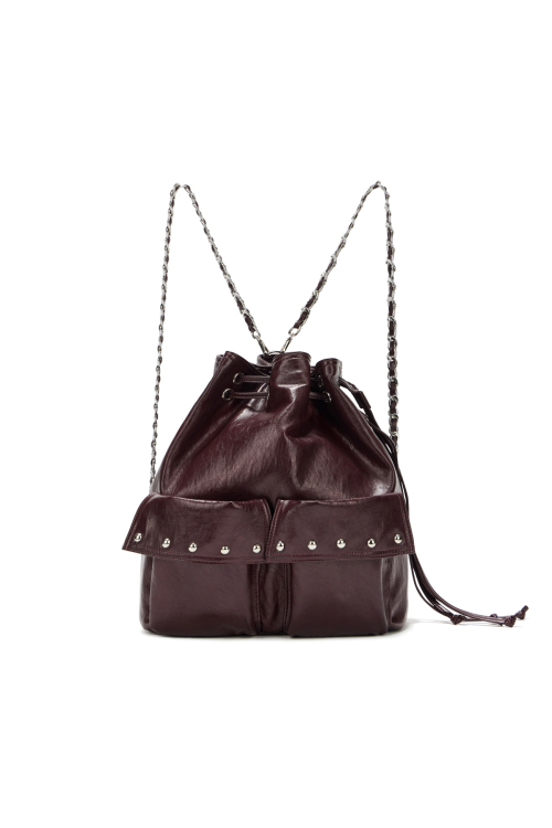 DEINET 5-WAY STUD POCKET MULTI BAG IN BURGUNDY