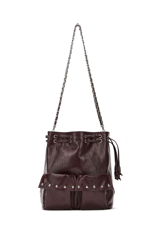 DEINET 5-WAY STUD POCKET MULTI BAG IN BURGUNDY