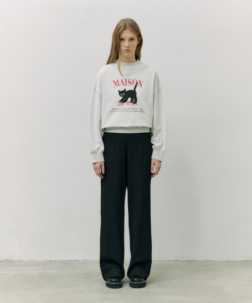 SEMI BOOTS CUT WRINKLE PANTS BLACK