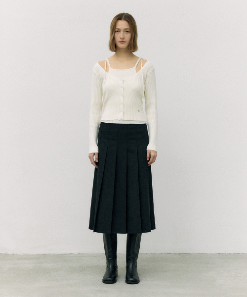 PLEATS LONG SKIRT BLACK