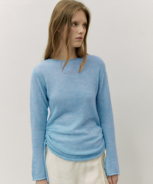 SHIRRING LONG KNIT SKY