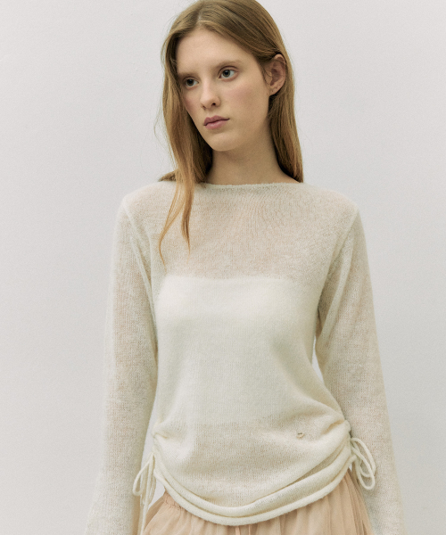 SHIRRING LONG KNIT IVORY