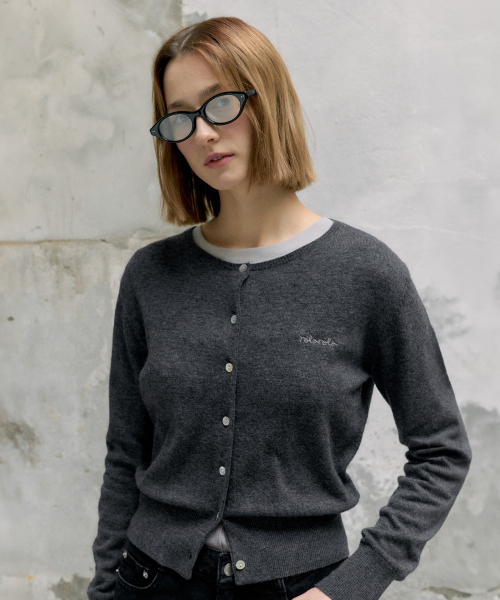 BASIC ROUND CARDIGAN CHARCOAL