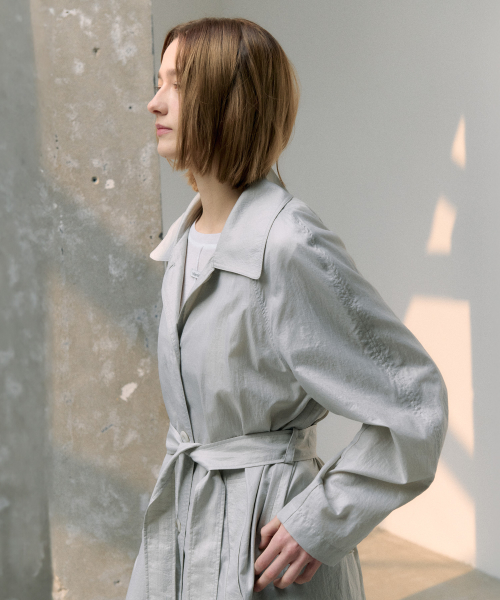 BELT TRENCH COAT GRAY