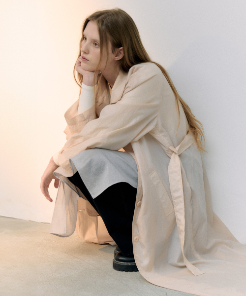 BELT TRENCH COAT PINK BEIGE