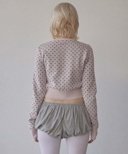Polka Dot Cardigan Baby Pink/Brown