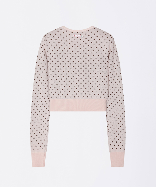 Polka Dot Cardigan Baby Pink/Brown