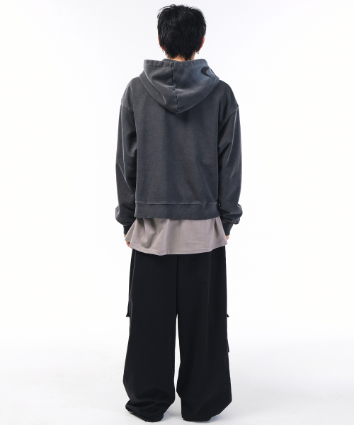 워시드 퍼티그 프론트 카고 팬츠[블랙]