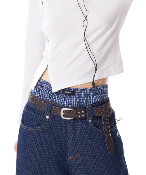 30mm Braided Western Leather Belt (Brown)
