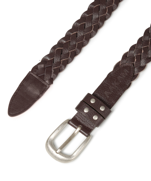 30mm Braided Western Leather Belt (Brown)
