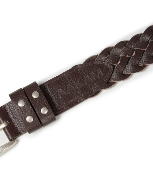 30mm Braided Western Leather Belt (Brown)