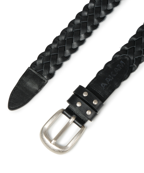 30mm Braided Western Leather Belt (Black)