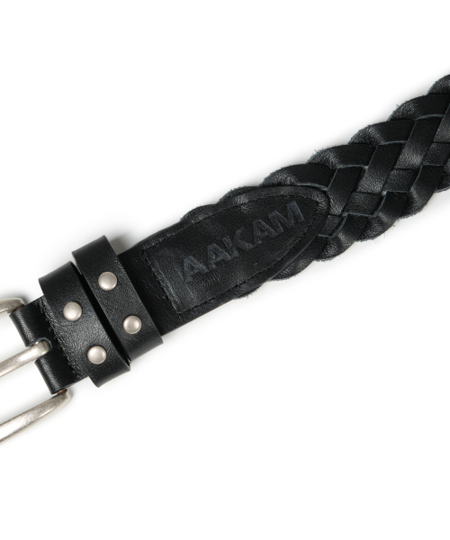 30mm Braided Western Leather Belt (Black)
