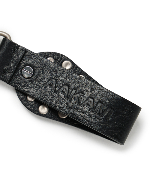 Cross Studded Leather Keyring (Black)